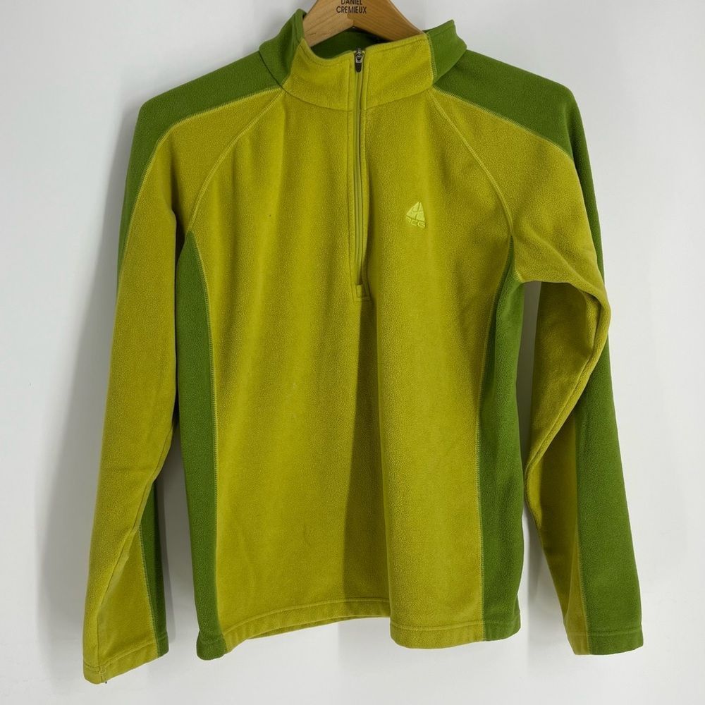 Nike ACG Jacket Youth Large Green Yellow Fleece Half Zip Winter Fit Therma‎ Coat